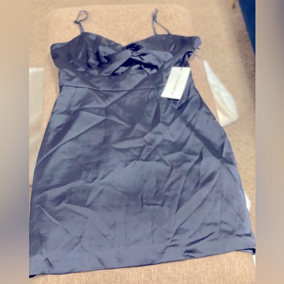 Sweetheart Neckline Back Lace-Up Satin Cutout Dress Dark Navy